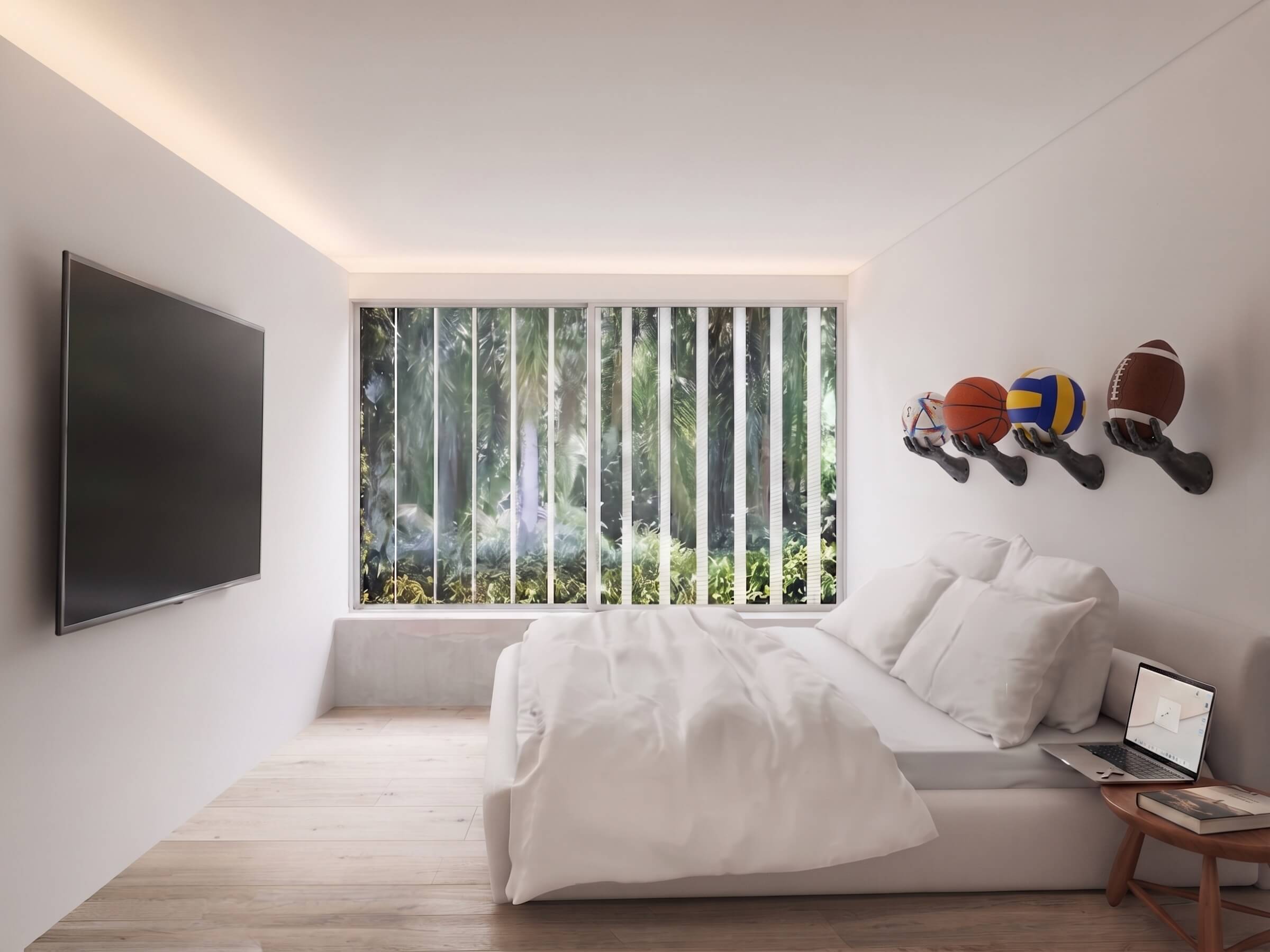 Quarto com vista para o jardim